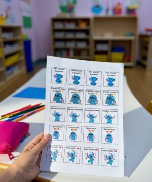 "Correção Divertida: Kit de Figurinhas do Stitch em Inglês"