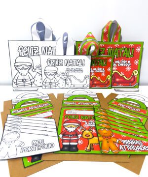 Kit Capas e Sacolas de Natal para Imprimir – Coloridas e Para Colorir