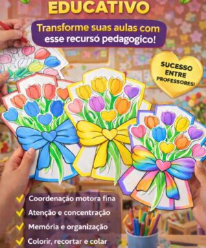 Dia das Mães – Buquê Interativo para Educação Infantil (Atividade para Imprimir em PDF)
