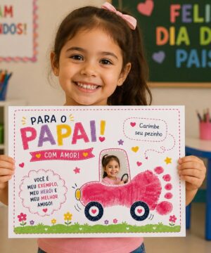 Atividade Dia dos Pais  Carimbo do Pezinho com Foto